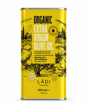 500 ml Tin - ORGANIC - Extra Virgin Olive Oil - Ladi Tsouderos