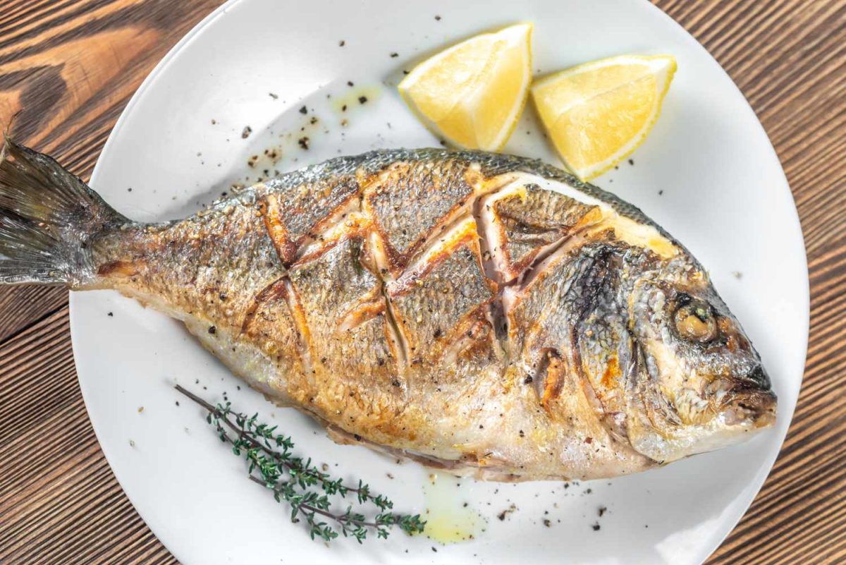 grilled sea bream lemon olive oil Mediterranean